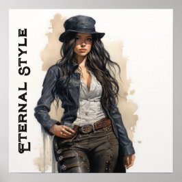 Poster Estilo Steampunk Eternal Vintage Jovem Mulher