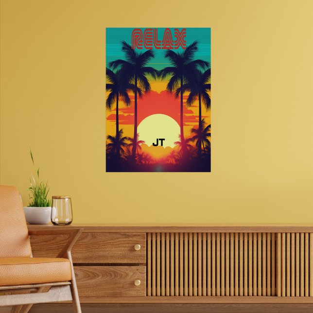 Poster Estilo Tropical 80s Retroativo (Sala de Estar 2)