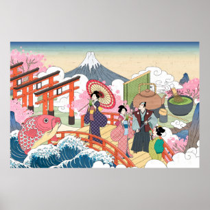 Poster Estilo Ukiyo-e japonês