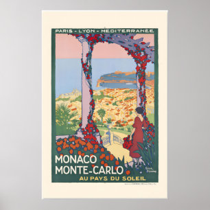 Poster Estilo vintage Art Déco de Mônaco Monte Carlo dos