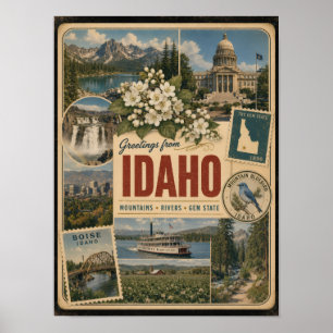Poster Estilo Vintage Autêntico de Idaho