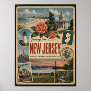 Poster Estilo Vintage Autêntico de Nova Jersey
