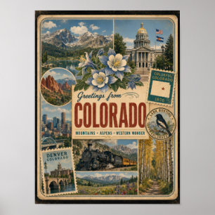 Poster Estilo Vintage Autêntico do Colorado