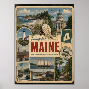 Poster Estilo Vintage Autêntico do Maine