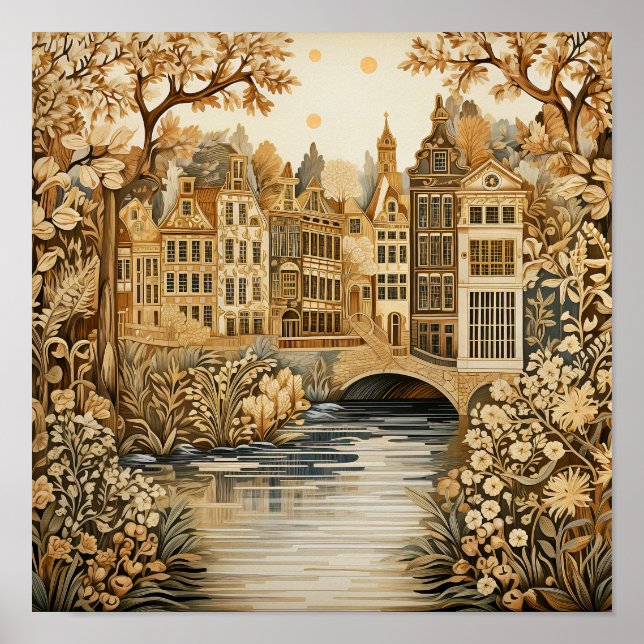 Poster Estilo Vintage de Amsterdã Holanda (Frente)