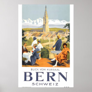 Poster Estilo Vintage de Viagens Suíças Berna Suíça Anos 