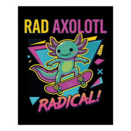 Pôster Estilo vintage dos anos 90 Axolote Skate Rad neon