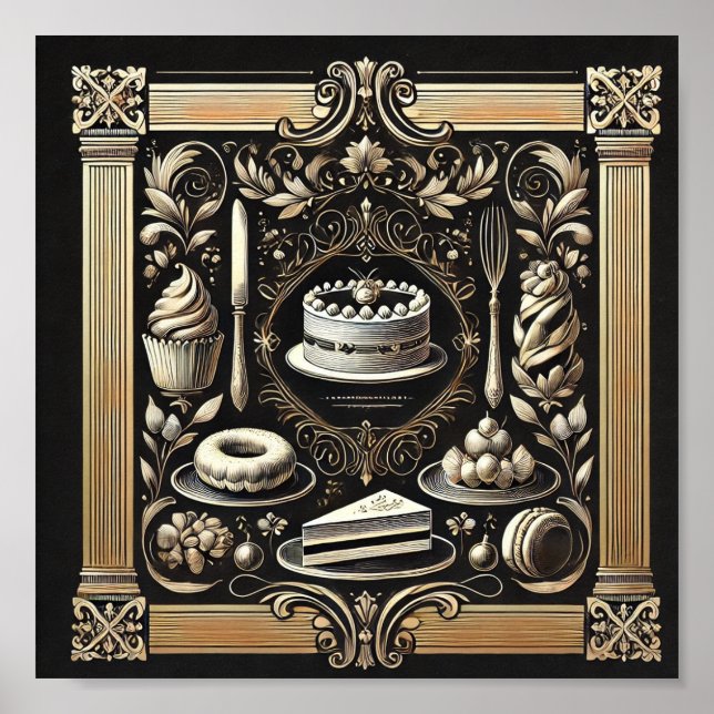 Poster Estilo Vintage - Pastas e Baking (Frente)