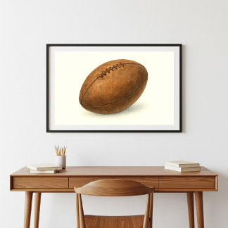 Poster Estilo Vintage Rugby Ball Wcolor Art