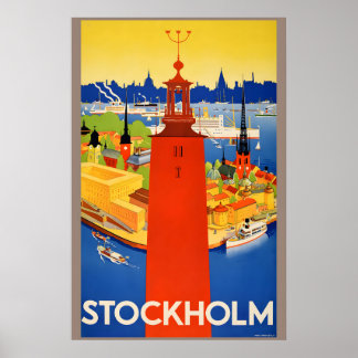 Poster Estilo Vintage Sueco Clássico de Estocolmo 1936