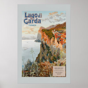 Poster Estilo Vintage Viagem Italiana Lago de Garda 1924