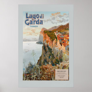 Poster Estilo Vintage Viagem Italiana Lago de Garda 1924