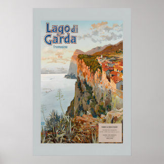 Poster Estilo Vintage Viagem Italiana Lago de Garda 1924
