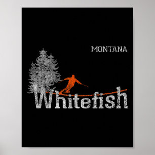 Poster Estilo Whitefish Montana Vintage Skiing, 1980