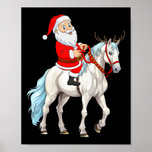 Poster Estilo Xmas Reindeer Papais noeis Andando Cavalo n