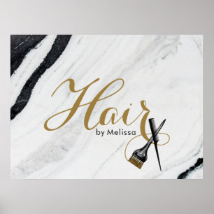 Poster Estilos Dourados de Cabelo do Mármaco Preto e Bra