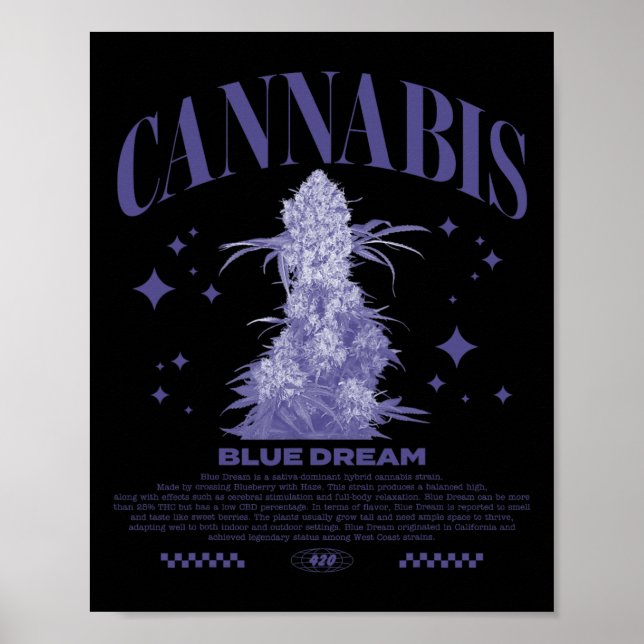 Poster Estirpe Híbrida Sativa de Natal Blue Dream  (Frente)