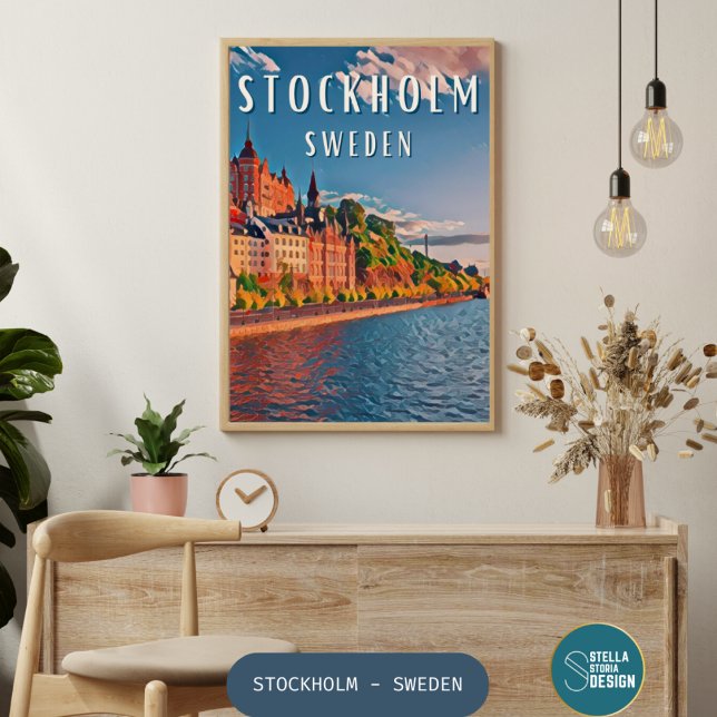 Poster Estocolmo, escândalo da capital (Stockholm : Où histoire et modernité s'unissent dans une harmonie nordique.)