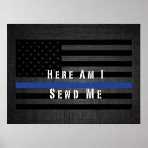 Poster Estou aqui eu envio-me Blue Line fino