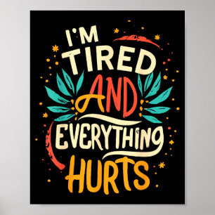 Poster Estou Cansado E Tudo Dói Citação Engraçada Treino