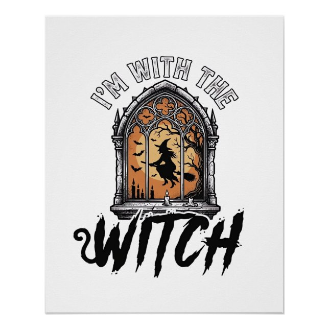 Pôster Estou Com A Bruxa Vintage Halloween (Frente)