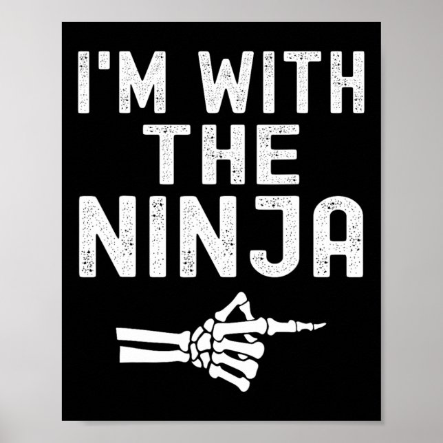 Poster Estou com o esqueleto engraçado Ninja Halloween Ma (Frente)