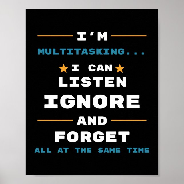 Poster Estou Multitarefa Humor Oficina E Trabalho (Frente)