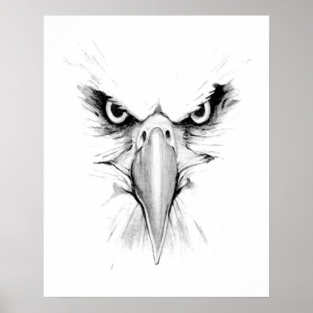Poster Estou Observando Você. Tatuagem de Cabeça de Águia (Frente)