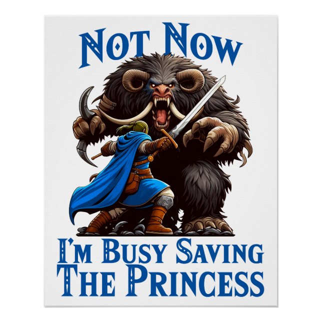 Pôster Estou ocupado salvando a princesa (Frente)