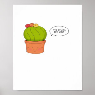 Poster Estou Preso Em Você Feliz Cactus Design Divertido 