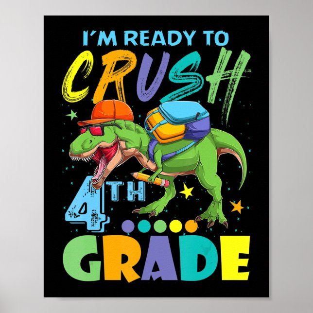 Poster Estou pronto para esmagar o dinossauro do 4º ano d (Frente)