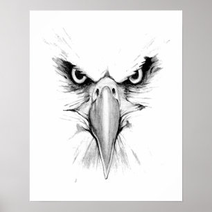 Poster Estou te observando. Eagle Headface Tattoo