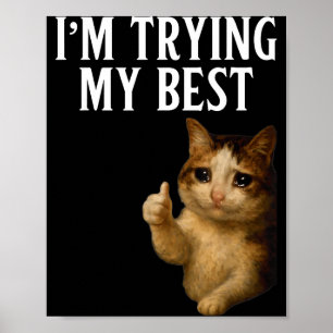 Poster Estou Tentando Ao Máximo Meme de Gato Chorando Eng