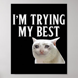 Poster Estou Tentando Ao Máximo Meme de Gato Chorando Eng