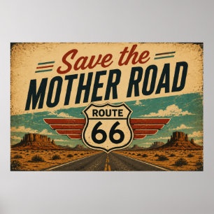 Poster Estrada 66 Mother Road Vista do Deserto