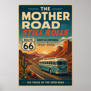 Poster estrada 66 Ônibus da Estrada Mãe Centenário Arte d