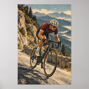 Poster Estrada Alpina Ciclista Parede Desportos de Montan