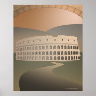 Poster Estrada ao Colosseum, Roma, Italia