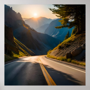 Poster Estrada ao pôr do sol