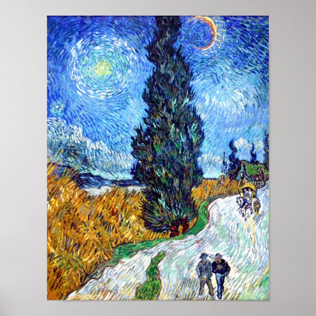 Poster Estrada com Cypress e Star (1890) Vincent Van Gogh (Frente)