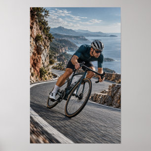 Poster Estrada Costeira Ciclista Descida de Montanha Desp