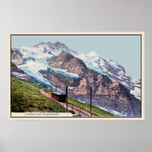 Pôster estrada de ferro 1900 da montanha do Ca Jungfrau