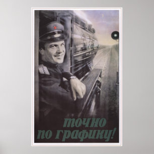 Poster Estrada de ferro de URSS União Soviética 1953