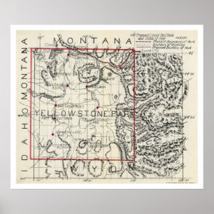 Poster Estrada de ferro de Yellowstone & mapa 1900 do