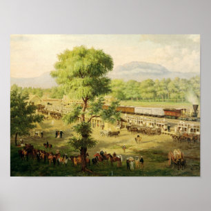 Poster Estrada de ferro no vale de México, 1869