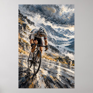 Poster Estrada de Montanha Ciclismo Paisagem Alpina Dramá