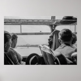 Poster Estrada de ônibus do lado europeu Black and White 