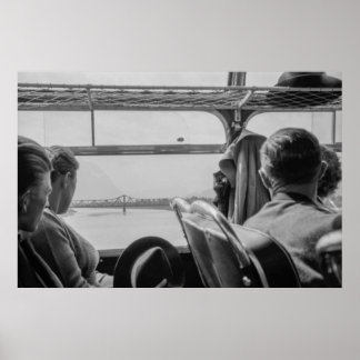 Poster Estrada de ônibus do lado europeu Black and White