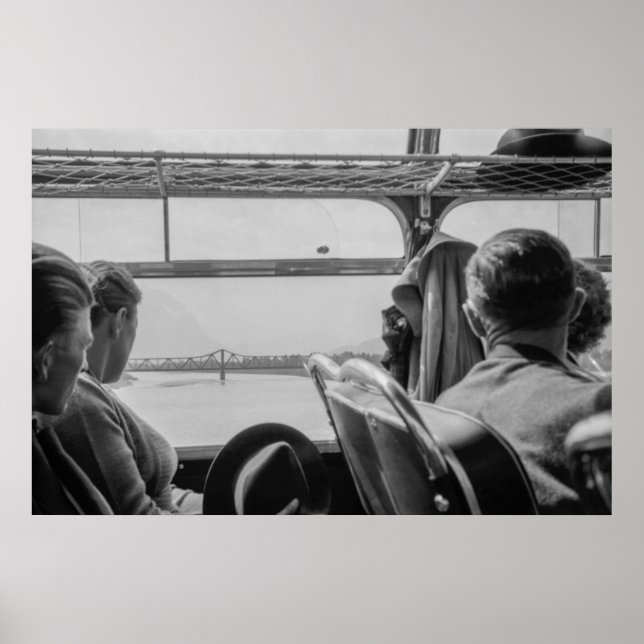 Poster Estrada de ônibus do lado europeu Black and White  (Frente)