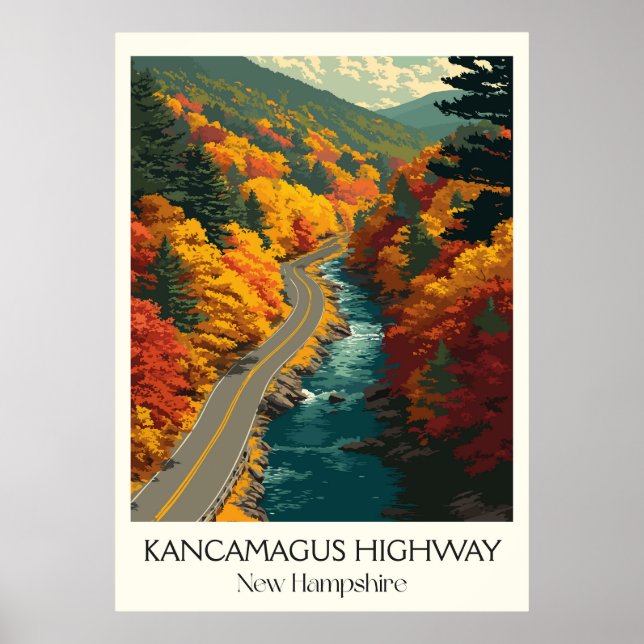 Poster Estrada Kancamagus NH Passeio de Outono (Frente)
